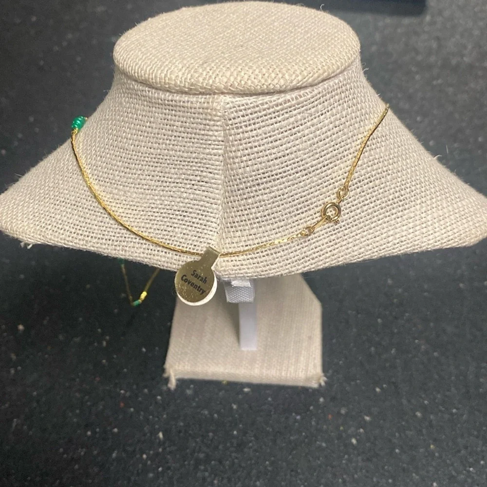 Sarah Coventry vintage 90s Gold Necklace with Green Accents